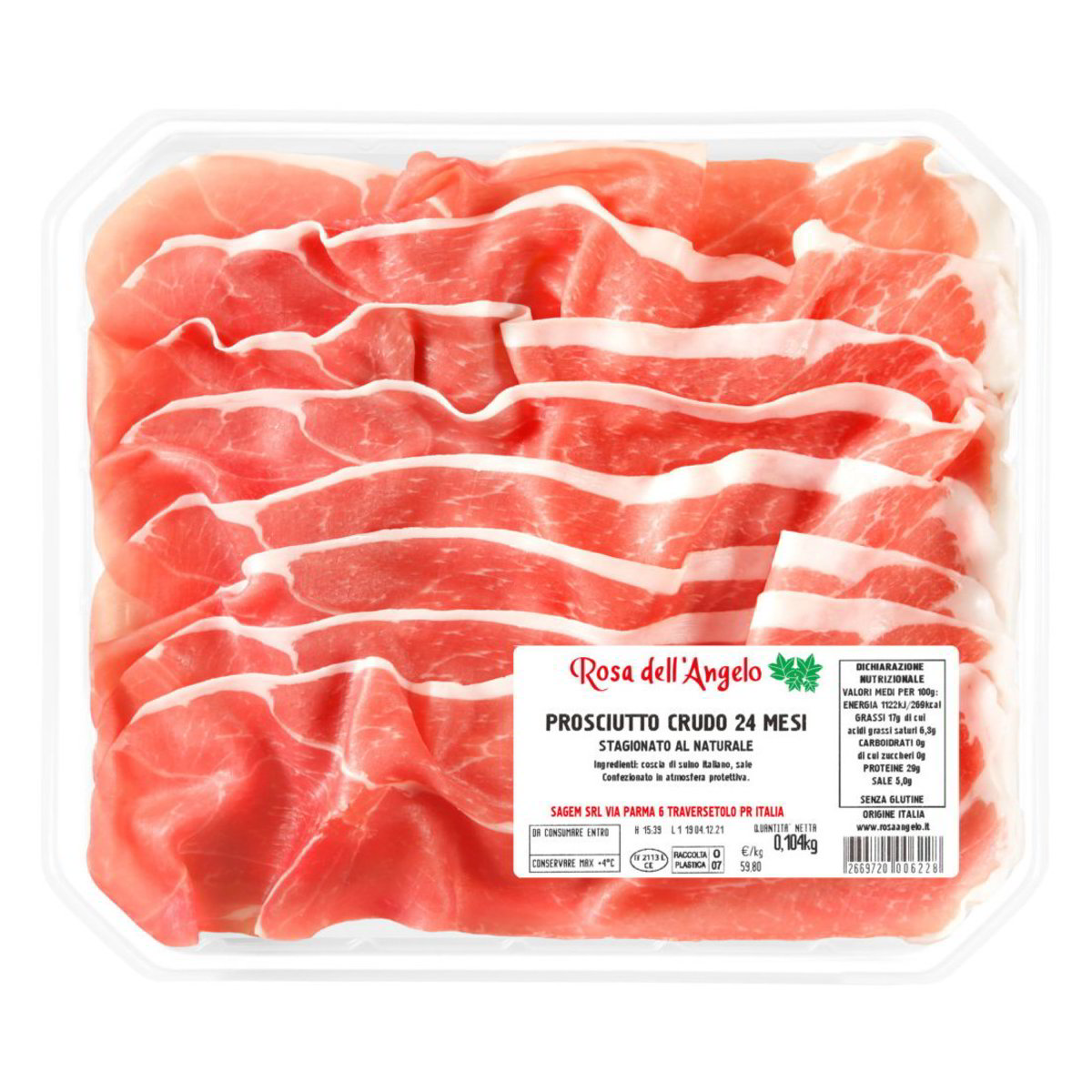 ROSA DELL'ANGELO PROSCIUTTO CRUDO 24 MESI GR. 120 CIRCA
