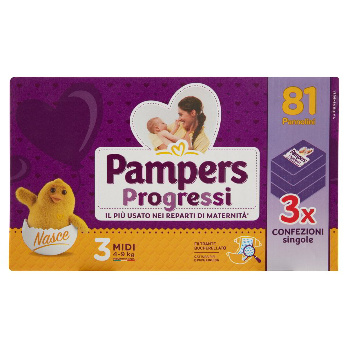 Pannolini Pampers Progressi Midi Taglia 3 - Confezione Scorta 135 Pezzi, Per Pelli Delicate - Foto 8