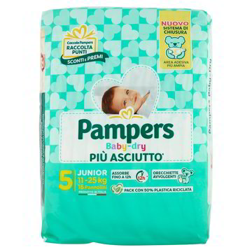 PANNOLINI BABY DRY JUNIOR TAGLIA 5 KG.11-25 PAMPERS X16 - l'ecommerce  secondo Iper Tosano