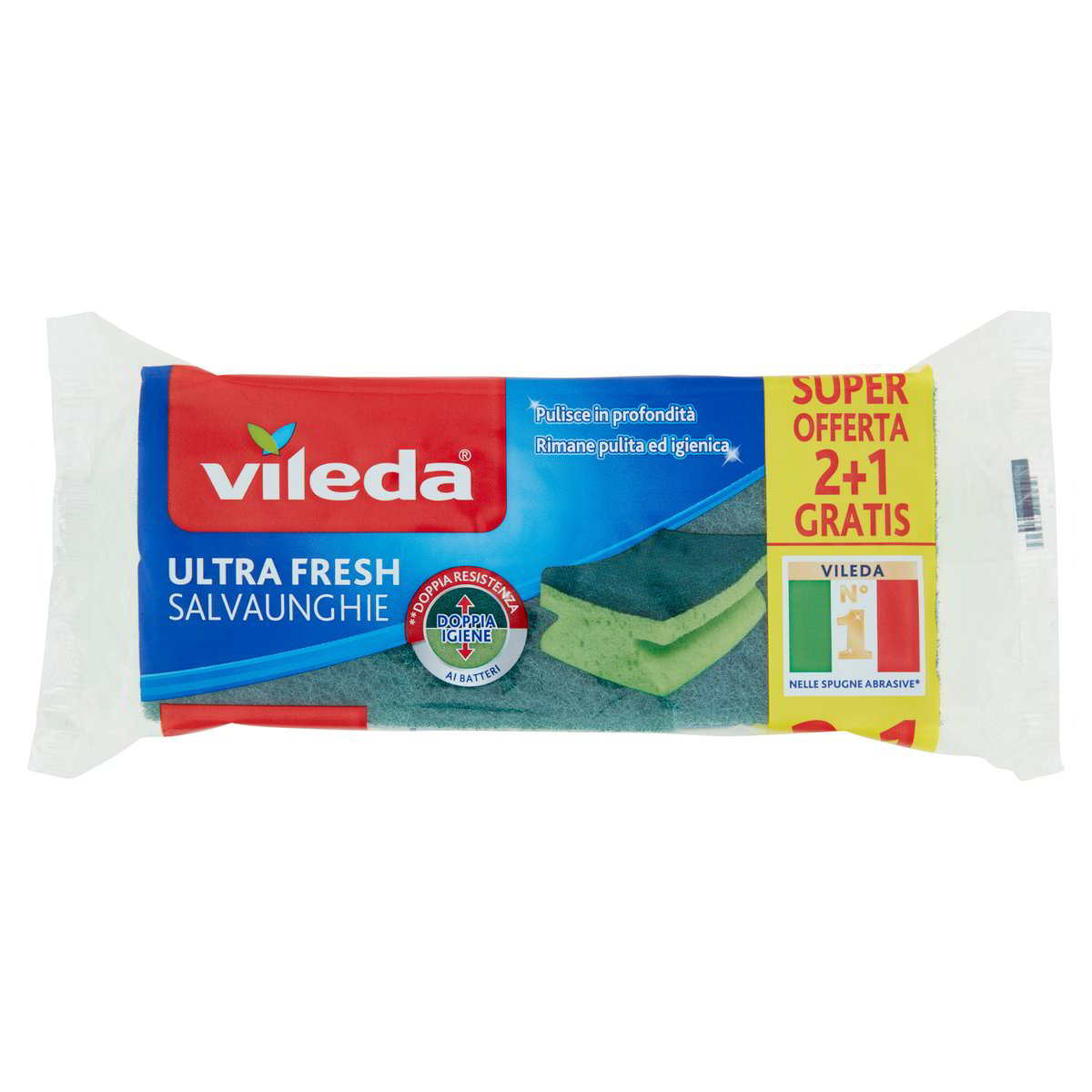 Vileda Ultra Fresh Spugna Per Mocio - Rimuove Il 99% Dei Batteri, Lavabile In Lavatrice