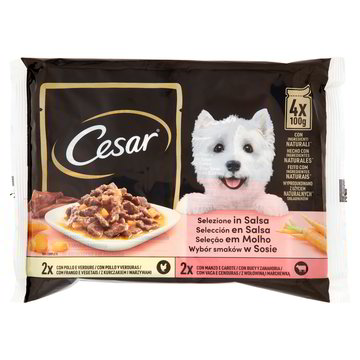 Cesar Le Delizie Del Giorno - Cibo Umido Per Cane In Busta, 52 Pezzi Da 100 G, Ricette In Salsa - Foto 7
