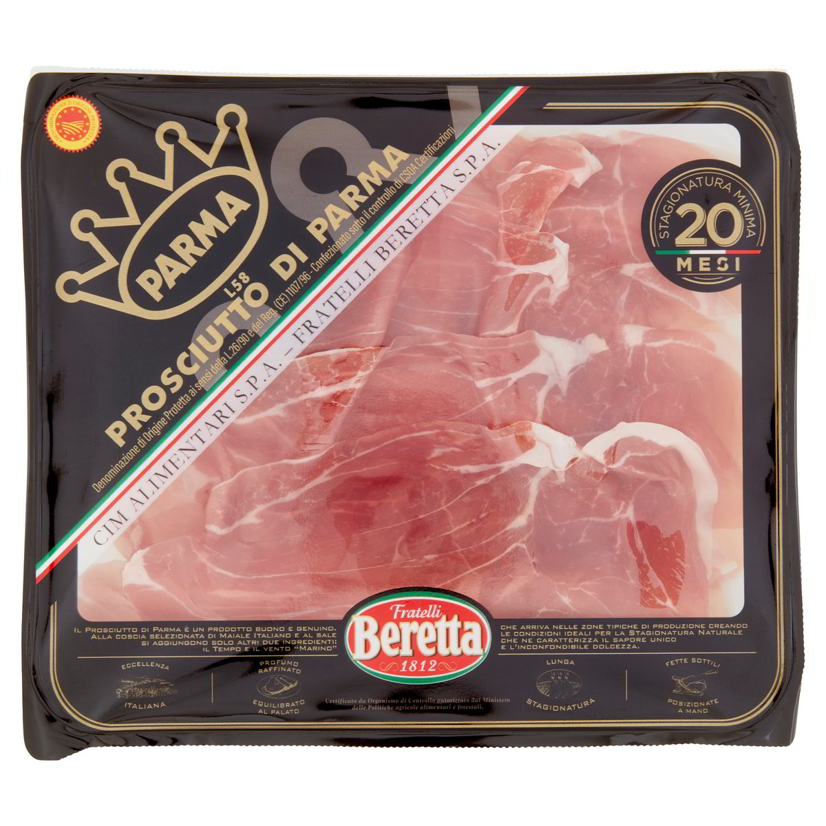 PROSCIUTTO DI PARMA DOP STAGIONATO 20 MESI BERETTA GR. 90
